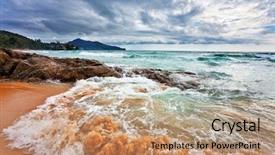  Presentation with gloomy - Presentation theme having tropical beach under gloomy sky thailand background and a coral colored foreground