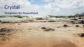  Presentation with gloomy - Presentation featuring tropical beach under gloomy sky thailand background and a sky blue colored foreground