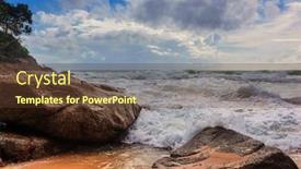  Presentation with gloomy - Presentation theme enhanced with tropical-beach-under-gloomy-sky background and a tawny brown colored foreground