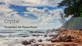  Presentation with gloomy - Cool new presentation with tropical-beach-under-gloomy-sky backdrop and a light blue colored foreground