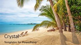  Presentation with gloomy - Slides enhanced with tropical beach under gloomy sky thailand background and a coral colored foreground