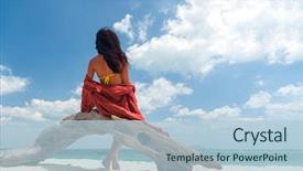  Presentation with shells beach summer holiday - Audience pleasing presentation theme consisting of tropical beach wearing a red backdrop and a  colored foreground