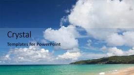  Presentation with deep sea - Slide deck featuring tropical beach with bright sand background and a teal colored foreground
