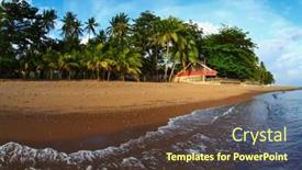  Presentation with sand - Colorful slide set enhanced with tropical-beach-with-brown-sand backdrop and a tawny brown colored foreground