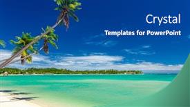  Presentation with palm beach - PPT layouts featuring tropical-beach-with-coconut-palm background and a ocean colored foreground