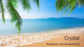  Presentation with palm beach - Slides with tropical beach with coconut palm background and a lemonade colored foreground