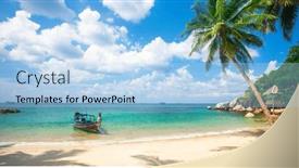  Presentation with coconut - PPT layouts with tropical-beach-with-coconut-palm background and a light blue colored foreground