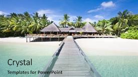 Presentation with palm beach - PPT theme with tropical beach with coconut palm background and a  colored foreground