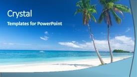  Presentation with palm beach - PPT layouts featuring tropical beach with coconut palm background and a ocean colored foreground