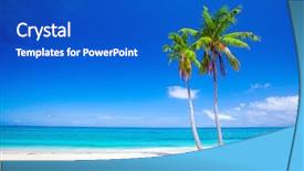  Presentation with palm beach - Theme consisting of tropical beach with coconut palm background and a cobalt blue colored foreground