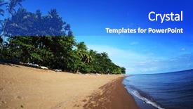  Presentation with dark blue - Slide deck consisting of tropical-beach-with-dark-volcanic background and a cobalt blue colored foreground