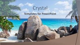  Presentation with turquoise beach - PPT theme featuring tropical-beach-with-palm-trees background and a light blue colored foreground