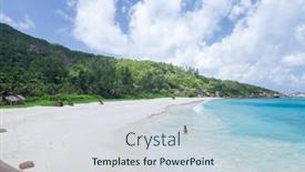  Presentation with turquoise beach - Presentation design with tropical-beach-with-palm-trees background and a lemonade colored foreground