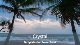  Presentation with tropical beach sunset - Presentation having tropical beach with palm trees background and a seafoam green colored foreground