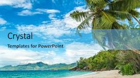  Presentation with turquoise beach - Slide set featuring soleil - tropical beach with palm background and a light blue colored foreground