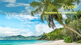  Presentation with turquoise beach - Theme with tropical beach with palm background and a tawny brown colored foreground