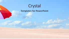  Presentation with beach rainbow - Cool new presentation with tropical beach with rainbow umbrella backdrop and a light blue colored foreground