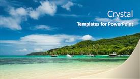  Presentation with turquoise beach - Amazing presentation design having tropical-beach-with-turquoise-water backdrop and a teal colored foreground
