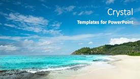  Presentation with turquoise beach - Cool new PPT layouts with tropical-beach-with-turquoise-water backdrop and a teal colored foreground