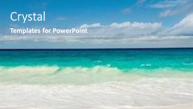  Presentation with turquoise beach - Audience pleasing presentation consisting of tropical-beach-with-turquoise-water backdrop and a teal colored foreground