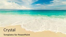  Presentation with turquoise beach - PPT layouts consisting of tropical beach with turquoise water background and a lemonade colored foreground