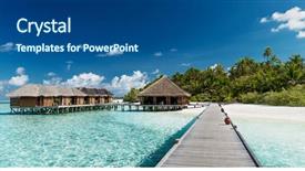  Presentation with maldives - Theme with tropical beach with water-bungalows background and a ocean colored foreground