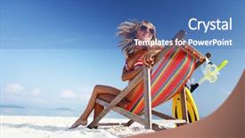  Presentation with white sand - PPT theme having tropical beach with white sand background and a ocean colored foreground