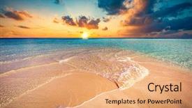  Presentation with white sand - Amazing slide set having tropical beach with white sand backdrop and a coral colored foreground