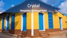 Presentation with old house - Beautiful presentation theme featuring tropical building architecture - beautiful old house backdrop and a teal colored foreground