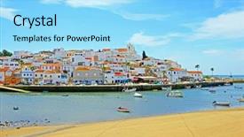  Presentation with algarve - PPT theme having tropical building architecture - view on the traditional village background and a  colored foreground