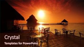  Presentation with cafe tropical - Audience pleasing PPT theme consisting of tropical cafe on the sunset backdrop and a wine colored foreground