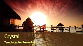  Presentation with cafe tropical - Slide set consisting of tropical cafe on the sunset background and a tawny brown colored foreground