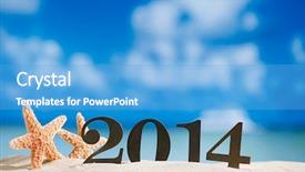  Presentation with letters and numbers - PPT theme having tropical christmas - 2014 letters numbers with starfish background and a teal colored foreground