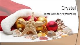  Presentation with tropical christmas - Slide deck consisting of tropical christmas - santa claus bag with balls background and a white colored foreground