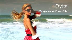  Presentation with tropical christmas - PPT theme enhanced with tropical christmas - santa girl background and a  colored foreground
