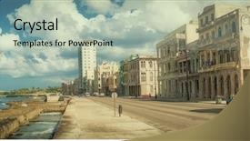  Presentation with old buildings - Colorful slides enhanced with tropical cuba - street scene in old havana backdrop and a mint green colored foreground