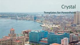  Presentation with view of havana - Audience pleasing presentation theme consisting of tropical cuba hotel - aerial view of the havana backdrop and a sky blue colored foreground