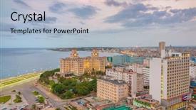  Presentation with view of havana - Presentation theme featuring tropical cuba hotel - beautiful view of havana background and a light blue colored foreground
