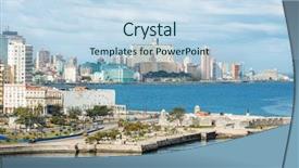  Presentation with summer - Slide set with tropical cuba hotel - city of havana background and a sky blue colored foreground