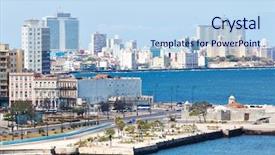  Presentation with cuba - PPT theme enhanced with tropical cuba hotel - skyline of downtown havana background and a  colored foreground