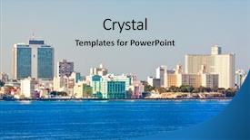  Presentation with well - Audience pleasing presentation design consisting of tropical cuba hotel - skyline of havana with several backdrop and a light blue colored foreground