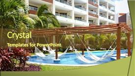  Presentation with luxury resort - Slide set consisting of tropical cuba hotel - swimming pool and hammock luxury background and a  colored foreground