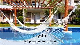  Presentation with luxury resort - Slide set having tropical cuba hotel - swimming pool and hammock luxury background and a  colored foreground