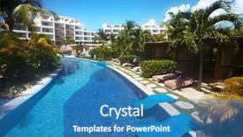  Presentation with swimming pool - Amazing presentation design having tropical cuba hotel - swimming pool at caribbean resort backdrop and a  colored foreground
