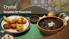  Presentation with cuban - Colorful slides enhanced with tropical cuisine with typical cuban dishes backdrop and a coral colored foreground