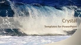  Presentation with water wave - PPT theme featuring tropical cyclone - large wave splashing water background and a lemonade colored foreground