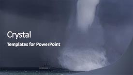  Presentation with spectacular - Beautiful PPT theme featuring tropical cyclone - spectacular waterspout approaching a boat backdrop and a dark gray colored foreground