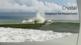  Presentation with tropical storm - Audience pleasing presentation theme consisting of tropical cyclone - storm on the sea backdrop and a  colored foreground