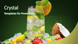  Presentation with fruit drink - Colorful presentation theme enhanced with tropical drinks - fresh mojito drink with ice backdrop and a  colored foreground