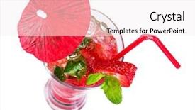  Presentation with monarch butterfly isolated on white - Presentation design consisting of tropical drinks - strawberry summer drink isolated background and a  colored foreground